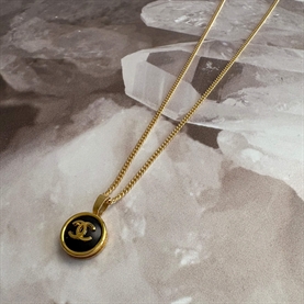 Vintage Treasures Halskæde M. Chanelknap, Sort/Guld